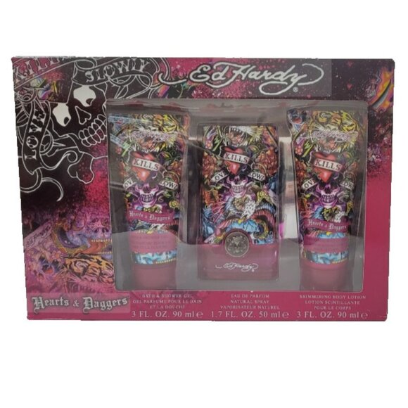 Ed Hardy Hearts & Daggers 3‑Piece Gift Set 50 ml EDP , 90 ml Lotion & Shower Gel - Picture 1 of 1